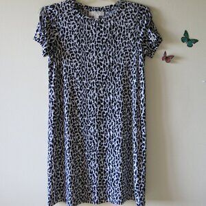 MICHAEL Michael Kors Black White Gray Stretch T-Shirt Animal Print Dress Size XS
